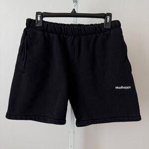 Madhappy Womens Heritage Sweatshorts‎ Black Cotton Fleece Logo Shorts Size M